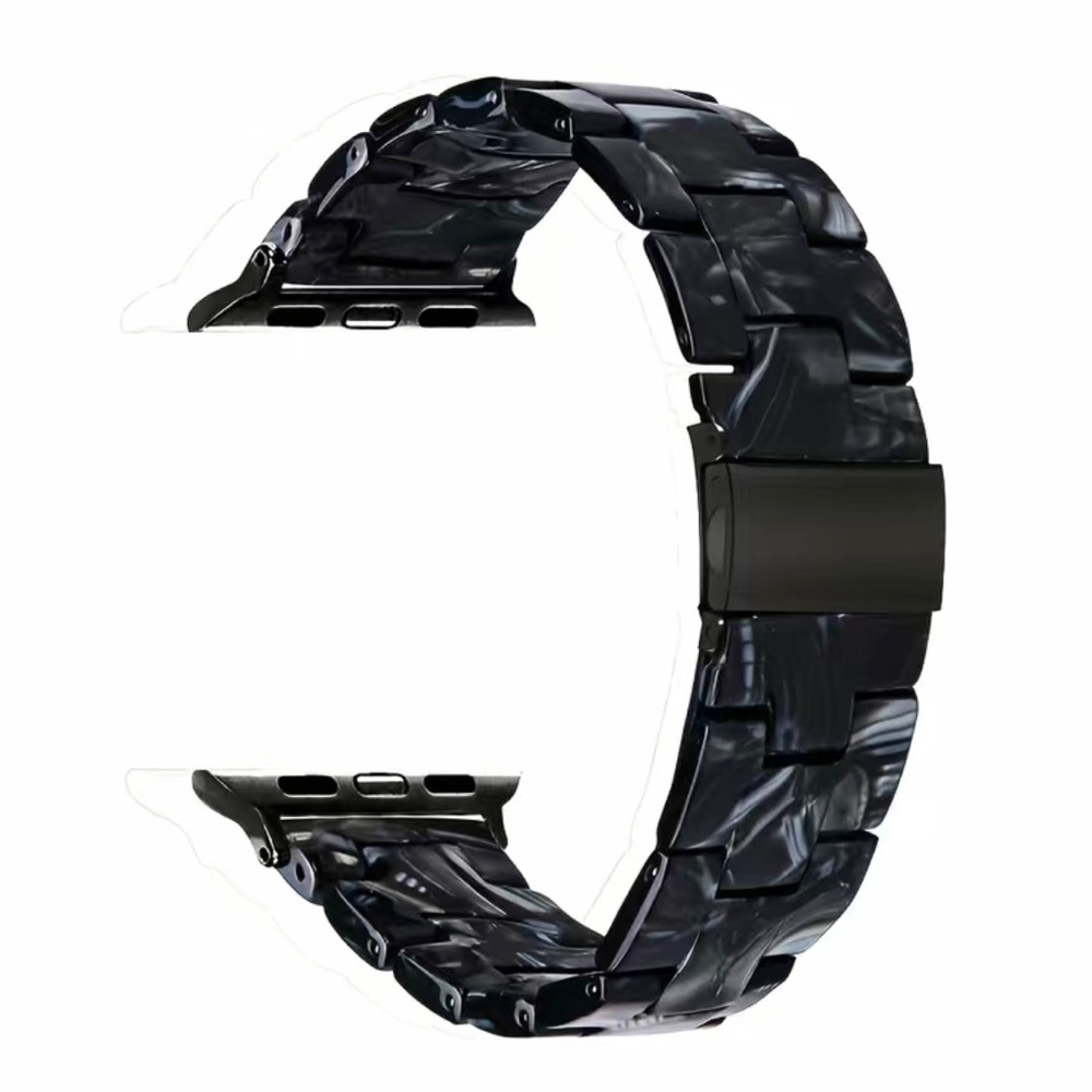 (NEW) Black Marbled Resin Stylish adjustable Band Compatible With Apple Watch - Picture 2 of 2